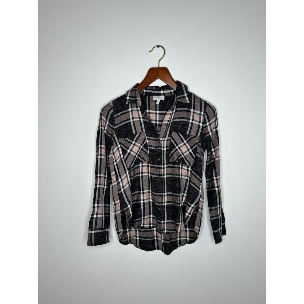 Lucky Brand Women's Size XS Long Sleeve Plaid Button Up Collard Top